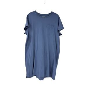 Pact Womens Organic Cotton T-Shirt Dress Size 2X Blue Short Casual Minimalist